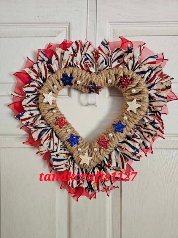 Red White & Blue Heart Wreath