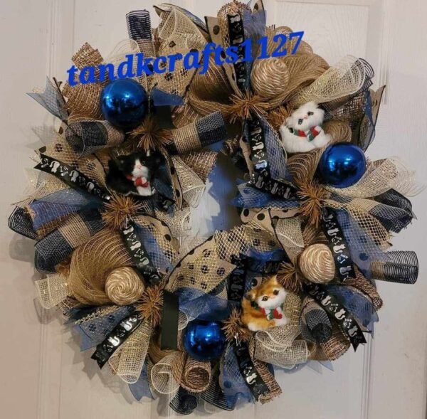 Blue Kittens Wreath