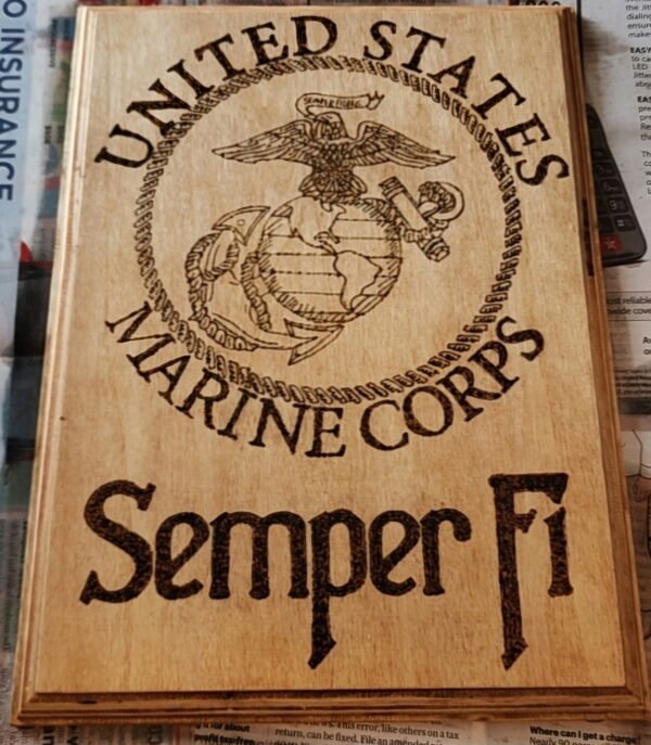Military Wood Burnt Plaque