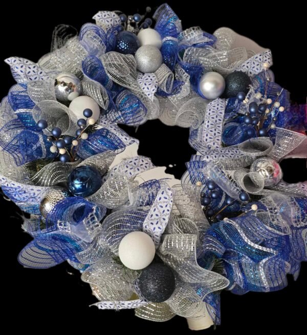 Blue & Silver Christmas Wreath