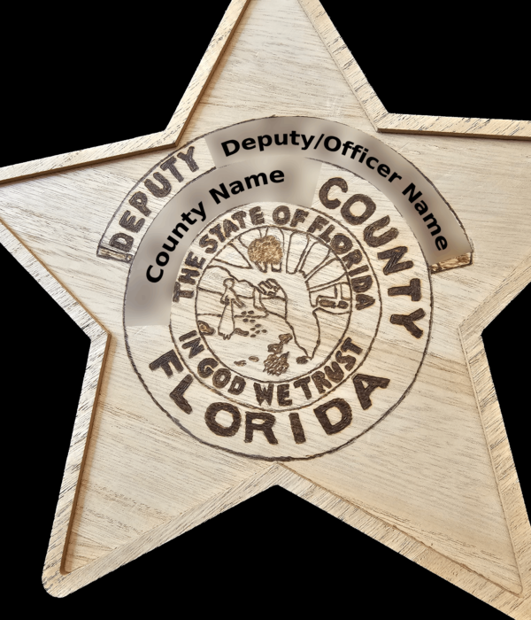 Deputy/Officer Star Wood Burnt Plaque